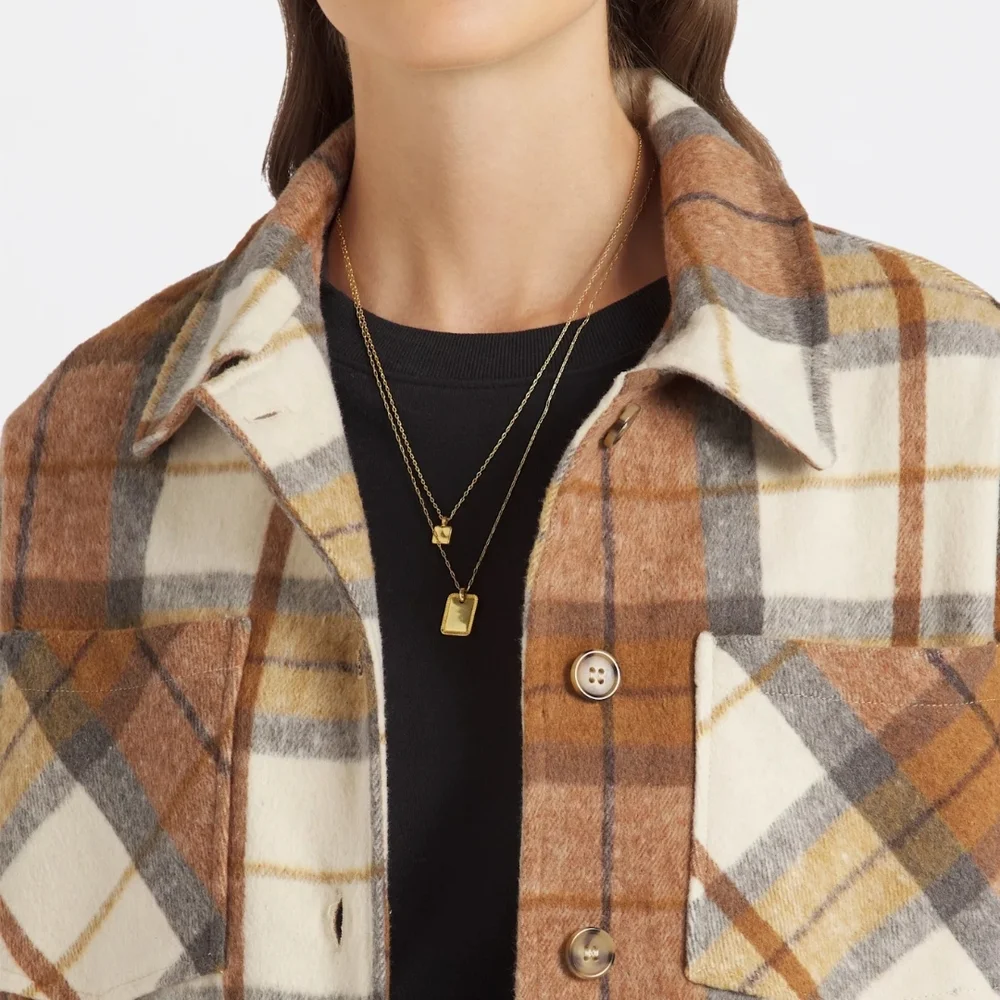 Plaid Button-Up Shacket - Picture 4 of 5